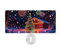 Generico Cubierta navideña para puerta del garaje | 3,96 x 1,83 m UV fluorescente decoración estacional, fondo para garaje festivo, para reuniones familiares, fiestas de invierno, jardín y patio