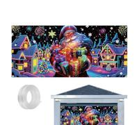 Generico Cubierta para puerta de garaje de Navidad | 3,96 x 1,83 m UV fluorescente decoración estacional | Decoración de fondo de garaje | para reuniones familiares, de invierno, jardín y