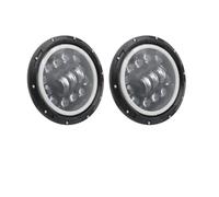Genérico Cubiertaconjunto Faro Coche Para SUZUKI Para Jimmy Para Samurai 7 Pulgadas Faro 2x Coche Led Alto/bajo H4 Halo Ángulo Ojos DRL 1967-1981(90w Halo lightBlackC)