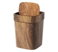 Genérico Cubo De Basura Cocina | Basurero Rectangular Comedor | Cubo De 12L Con Tapa Abatible Para Lavandería Apartamento Dormitorio Patio Decoración Estilo Rústico