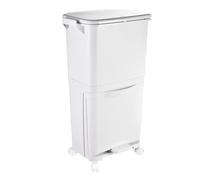 Genérico Cubo De Basura Cocina Doble Nivel 38L Con Ruedas Bloqueables, Diseño Vertical Ahorrador Espacio, Separación Residuos Seco Húmedo, Papelera Cocina 2 En 1