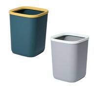 Genérico Cubo de Basura Cuadrado para Hogar 10L sin Tapa 2 Unidades Plástico Polipropileno Colores Azul y Gris Adecuado para Cocina Baño Sala y Oficina