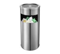 Genérico Cubo De Basura Para Exteriores 30 Litros Con Cenicero Ignífugo | Contenedor De Residuos Comercial Con Tapa Para Interior Exterior Comercial Hotel Patio Jardín Patio Trasero