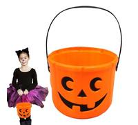 Genérico Cubo de halloween,Cubo de de,Cubos de truco Oro Treat Candy Goodie Bag | Trick Or Treat Lantern Candy Goodie Bag, Cubo de cara con mango Cubos de caramelo Portátiles