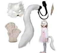 Genérico Cubre Rostro Animal Para Halloween - Kit De Disfraz De Máscara Animal Peluda - Accesorios Halloween Guantes Cola Disfraz Para Niños Y Adultos Fiesta Carnaval Disfraces