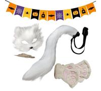 Genérico Cubre Rostro Animal Para Halloween - Set de Disfraz Facial de Animal Peludo para Cosplay,Accesorios Halloween Guantes Cola Disfraz Para Niños Y Adultos Fiesta Carnaval Disfraces