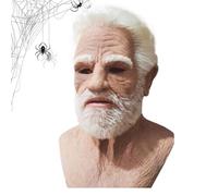 Genérico Cubre rostro viejo realista, Disfraz de Latex para Adultos Hombres, Casco ajustable terror fiesta Navidad casa encantada carnaval
