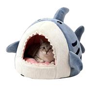 Genérico Cuccia Gatto Invernale A Forma Di Squalo - Tana Morbida E Calda In Peluche, Chiuso per Gattini E Cani Piccoli (<3kg), Fondo Antiscivolo, Cuscino Lavabile | Grigio 40cm