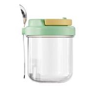 Genérico Cuchara para tarros de yogur reutilizable | Recipientes de avena durante la noche con | Tarro Y Cuchara 400ml | Tazas de avena con tapa | Para Pudín Cereal Ensalada Parfait Fruta
