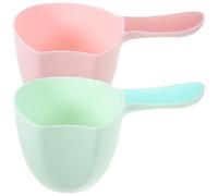 Genérico Cucharones de Agua Domésticos de Plástico Set de 2 Unidades Rosa Claro y Verde Claro Mango Ergonómico Orificio para Colgar Ideales para Cocina Baño y Riego el Hogar