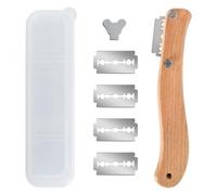 Genérico Cuchilla panadero, Herramienta Corte de Panaderos con 5Pcs Cuchillas de Acero Inoxidable con Mango de Madera y Funda para Diy Masa para Pan Utensilios para Hornear Cocina(20 x 15 x 2.5 cm)