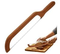 Genérico Cuchillo Para De Cortador De Manual - De Corte De Acero Inoxidable Con De Afilada Y Mango De Madera Ergonómico, Perfecto Para Cortar De Fermentada, Bagels Y