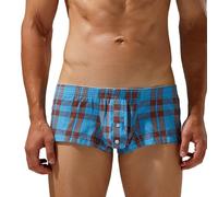 Genérico Cuecas Homem Algodão - Calsonsillo para Hombre Pantalones Casuales de Moda para Hombre Pantalones Cortos a Cuadros para Ropa Interior cómoda y Suelta (Blue XXL)