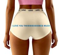 Genérico Cuecas Mulher AlgodãoBragas de Mujer con Estampado Floral para San Valentín Ropa Interior Cómoda Elástica y Transpirable para Uso Diario (Beige, S)