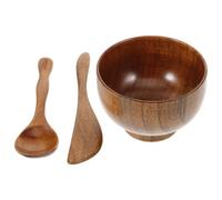 Genérico Cuenco de Madera Espátula y Palo Mezclador para Mascarillas Faciales Set Completo Ligero y Portátil para DIY Cuidado de Piel Adecuado para Viaje de Negocios