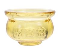 Genérico Cuenco Decorativo de Cristal Amarillo 50mm, Adorno de Cornucopia Dorada para Decoración del Hogar y Oficina, Manualidad Geomancia para Micropaisajismo y Suministros Budistas