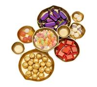 Genérico Cuencos en Racimo - Bandeja Snack Elegante, Combinación 9 Piezas Plato 45x35cm, Recipiente Aperitivos Multicapa, Latón Martillado Metálico 1200g | Gestión Mesa para Dueños & Invitados