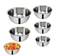 Genérico Cuencos Mezcladores de Acero Inoxidable,5 Piezas Aptas para Apilar Preparación de Comidas y Ensaladas - Recipiente para Lavado de Frutas y Verduras | Para Hogar Restaurante Camping Picnic