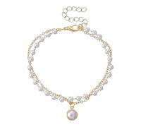 Generico Cuentas de acero Super Immortal Double Layer Pearl Pendant Necklace Women's Temperament Choker Necklace Collarbone Chain Trendy Manteles individuales Mariposas, Talla única, Metal, No es una