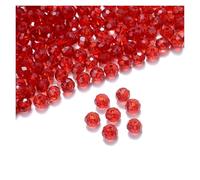 Genérico Cuentas de Cristal facetadas Redondas Sueltas for fabricación de Joyas, Mezcla de 3, 4 y 6 mm, 40 o 120 Unidades(Red,6mm(40pcs))
