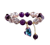 Generico Cuentas de madera para pulseras Designer Natural Amethyst Chain Irregular Zircon Necklace Colgantes de Plata 925, Talla única, Cristal artificial, No es una piedra preciosa