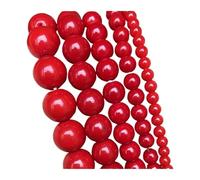 Genérico Cuentas de Piedra Natural Azul Oscuro, Redondas, Sueltas, espaciadoras for Hacer Joyas, 4/6/8/10/12 mm, Pulseras Hechas a Mano.(Red Coral,8mm(App 46pc)