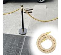 Genérico Cuerda de cáñamo Beige con mosquetones, Separador Decorativo de Colas para Teatro, Banco y Hotel. Trenzada, 2,13 m (4 Unidades). Duradera, Elegante, Ideal para Eventos.