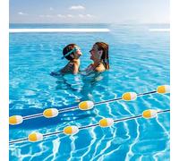 Genérico Cuerda divisoria Premium para Piscinas - Línea Flotante Amarilla y Blanca de 10 Metros para carriles en Piscinas Interiores/Exteriores, Flotador de Seguridad para natación con 2 Ganchos metá
