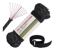 Genérico Cuerda Paracord 750 Alta Resistencia 10 Nucleos Inicia Fuego, Cordon de Supervivencia 415kg for Camping Senderismo Pulsera(Black)