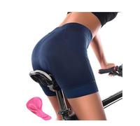 Genérico Culotte Ciclismo Mujer Con Bolsillos, Pantalones Cortos Bici con Badana Amortiguada, Shorts Transpirables Secado Rápido para Ciclismo Carretera MTB Fitness Yoga(Blue,XXL)