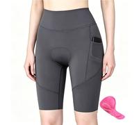 Genérico Culotte Ciclismo Mujer Con Bolsillos, Pantalones Cortos Bici con Badana Amortiguada, Shorts Transpirables Secado Rápido para Ciclismo Carretera MTB Fitness Yoga(Gray,XXL)