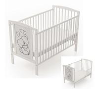 Genérico Cuna 2 en 1 Timmi 60x120 con Motivo de Ositos de Peluche en Madera de Haya Incluye Kit de conversión y colchón