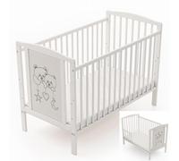 Genérico Cuna Timmi 2 en 1 con Motivo de Ositos de Peluche, Fabricada en Madera de Haya Incluye Kit de conversión y colchón de Espuma de 60x120 cm
