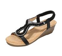 Genérico Cuñas Mujer Ortopedicas Sandalias Comodas Cómodas Sandalias Jewelry Women'S Spring And Summer Cuñas de Estilo Fashion con de Mujeres Diamante Sandalia Negra Mujer (Black,40)