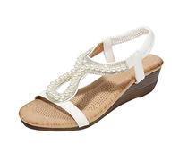 Genérico Cuñas Mujer Ortopedicas Sandalias Comodas Cómodas Sandalias Jewelry Women'S Spring And Summer Cuñas de Estilo Fashion con de Mujeres Diamante Sandalia Negra Mujer (White,38)