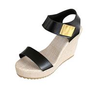 Genérico Cuñas Mujer Ortopedicas Sandalias Playa Cómodas Sandalias de Tacón con Gruesa Y Punta de Pez para Mujer Cerradas Por Delante Rosa Palo (Black,42)