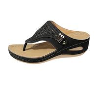 Genérico Cuñas Mujer Ortopedicas Sandalias Vestir Cómodas Women's Open Toe Summer New Casual Fashion Fish Mouth In The Heel Thick Bottom Slope with Slippers Sandalias Cuña Mujer Planas (Black,36)