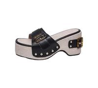 Genérico Cuñas Mujer Pies Anchos Sandalias Playa Cómodas Sandalias con Y Tacón de Cuña con Bordado de Flores Huecas para Mujer Doradas Talla 44 (Black,38)
