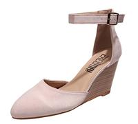 Genérico Cuñas Mujer Plataforma Zapatos Ortopedicos Cómodas Sandalias de Mujer con Punta Cerrada de Gamuza Sólida con Tacón Cuña En Punta Y Hebilla Inferior ñas Esparto (Pink,39)