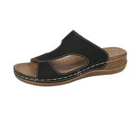 Genérico Cuñas Mujer Plataforma Zapatos Ortopedicos Comodas Zapatillas de Verano para Mujer,Estilo Retro,con Cabeza Redonda,Huecas,Sencillas,de Una Palabra,con Sandalias Esparto (Black,39)