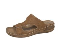 Genérico Cuñas Mujer Plataforma Zapatos Ortopedicos Comodas Zapatillas de Verano para Mujer,Estilo Retro,con Cabeza Redonda,Huecas,Sencillas,de Una Palabra,con Sandalias Esparto (Brown,42)
