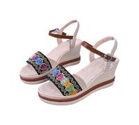 Genérico Cuñas Mujer Verano Ortopedicas Zapatos Comodos Women'S New Summer Style Casual Open Toe Sandals Versatile Fashion Sandals Sandalias Doradas Tacon Mujer Esparto (Black,41)