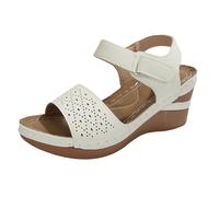Genérico Cuñas Mujer Verano Pies Anchos Sandalias Comodas Wide Width Sandals For Women Heels Cute Summer Casual Flat Sandals Open Toe Vacation Sandal Sandalias Elegantes Mujer Tacon Bajo (Beige,36)