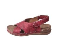 Genérico Cuñas Mujer Verano Plataforma Sandalias Cómodas Zapatillas de Tacón Inclinado para La Playa para Mujer,Zapatillas Informales Huecas,Zapatos con Parte Sandalias Cerradas por Delante (Red,38)