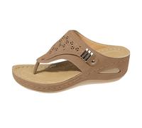 Genérico Cuñas Mujer Verano Plataforma Zapatos Ortopedicos Women's Open Toe Summer New Casual Fashion Fish Mouth In The Heel Thick Bottom Slope with Slippers Sandalias Minimalistas Mujer (Khaki,45)