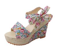 Genérico Cuñas Mujer Verano Sandalias Negras con Plataforma Damas Heel Lace Plataforma de Cuñas de Footwear Shoes Sandalias Femeninas Femeninas Mujer Verano Comodas (Blue,37)
