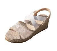 Genérico Cuñas Mujer Verano Sandalias Negras con Plataforma Sandalias de Tacón Bajo con Una Tira Estilo para Mujer Cuñas Verano Planas Negras (White,40)