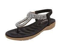 Genérico Cuñas Mujer Verano Zapatos Mujer Ancho Especial Zapatos de Gruesas con Sandalias de Sandalias Impermeables Estilo Bohemio Deportivas Verano Negras (Black,38)