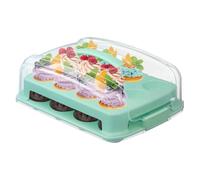 Genérico Cup Cake Carrier Box - Double Layer Food Organizer Holds Twenty Four Cakes, Stable Stackable Structure Easy Carry | Reliable Bakery Transport Case For Christmas Events Shop Desserts