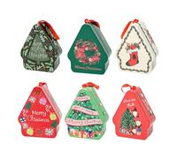 Genérico Cupcake Box - Tinplate Treat Boxes With Lids, 6pcs Christmas House Shaped Storage Containers | Reusable Metal Gift Boxes For Chocolates, Candies, And Holiday Sharing